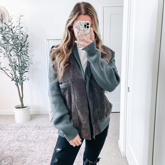 VINTAGE ERIC RHODES Suede Sweater Jacket - Picture 4 of 12